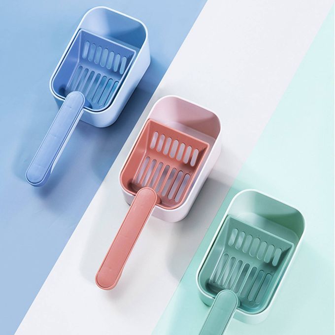Cat Litter Scoop Dustpan Pet Litter Shovel For Kitty Accessories Blue