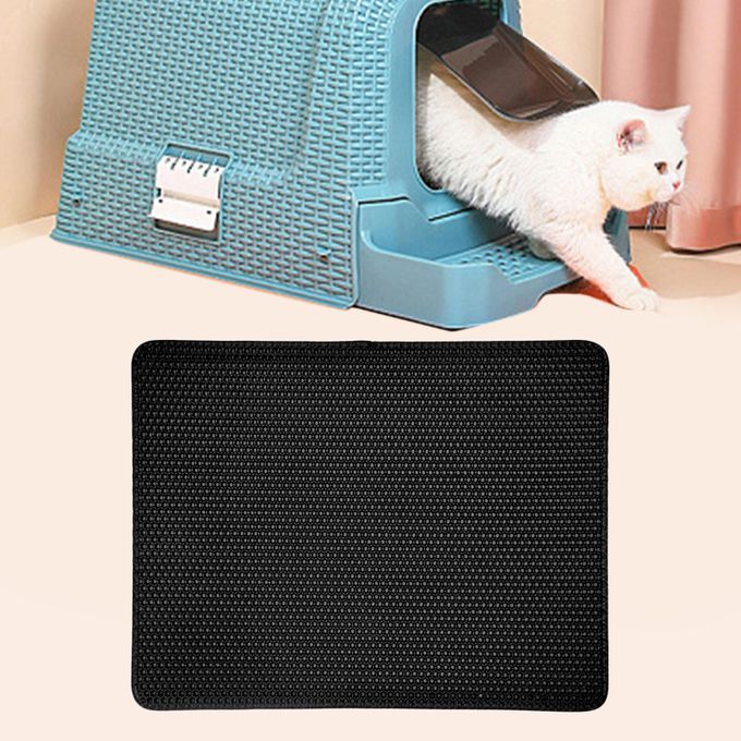 Durable Cat Litter Mat Washable Non-Slip Catcher Litter Black 40x50cm