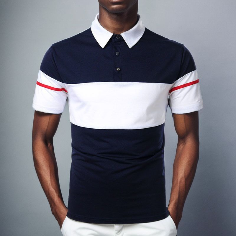 Mens Office Polos Shirts Casual Joggers Tshirt Top-Navyblue