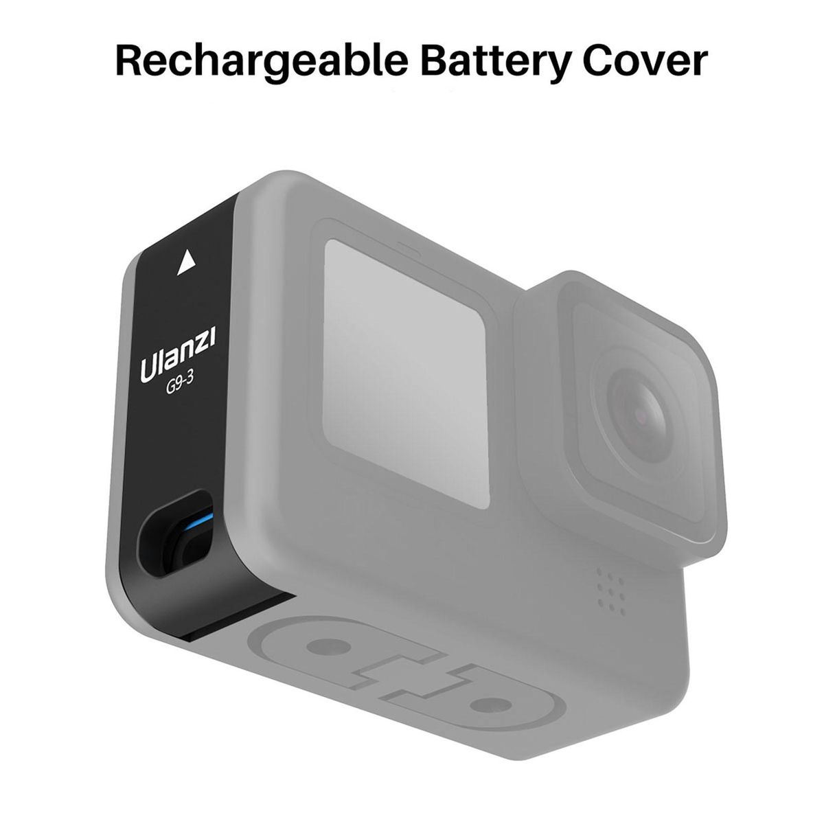 Ulanzi G9-3 Action Camera Battery Cover Plastic Lid Removeable Battery Door Type-C Charging Port Adapter Vlog Accessory Replacement for GoPro Hero 10/9