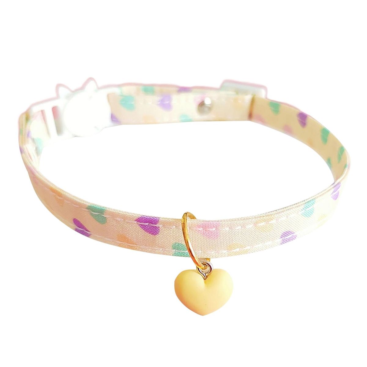 Pet Collar Heart Printing Puppy Doggy Neck Collar Yellow