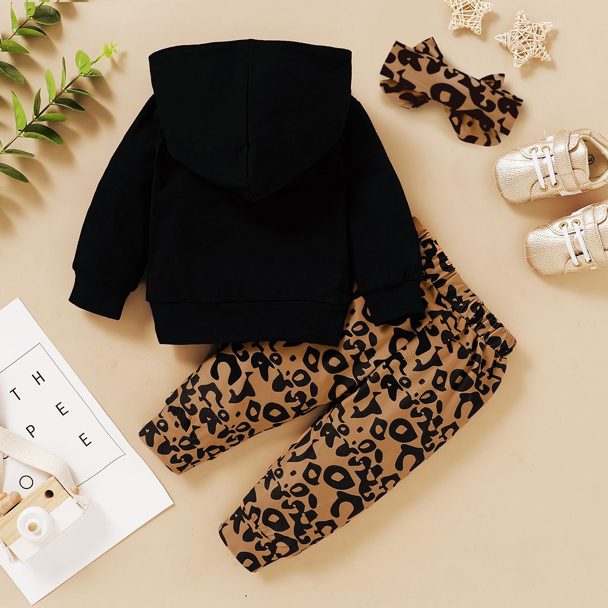 DADDY'S GIRL Baby Girls Leopard Print Clothing Set