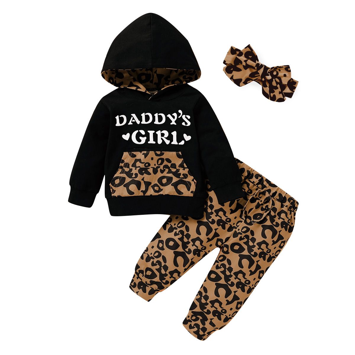 DADDY'S GIRL Baby Girls Leopard Print Clothing Set