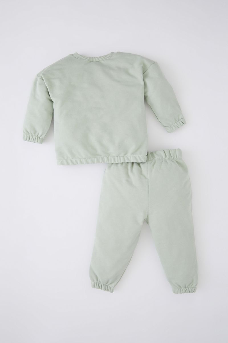 2 Piece BabyGirl Casual Regular Fit Long Sleeve Bike Neck Knitted Set - Turquoise
