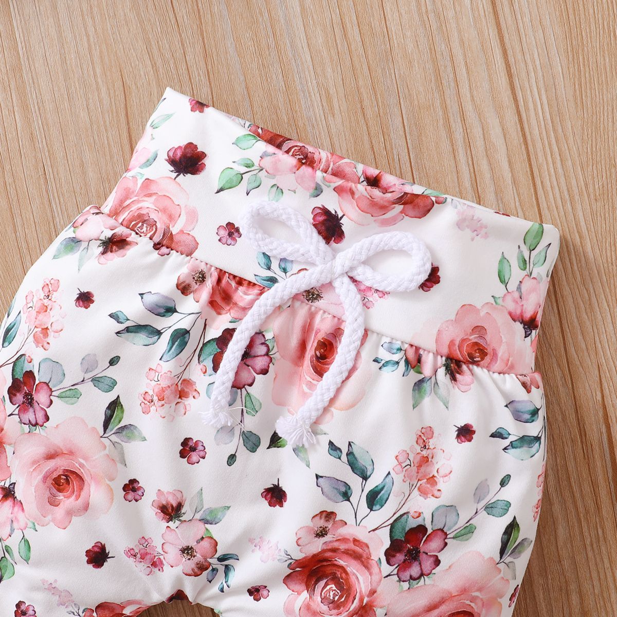 Baby Girls Long Sleeves Rose Floral Hoodie With Pants -Red