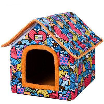 XS-L Pet Cat Dog Bed House Washable Waterproof &no Fade  Small Pet House  Hand Wash &  Mechanical Wash  Breathable Dogs Cage-as  Picture