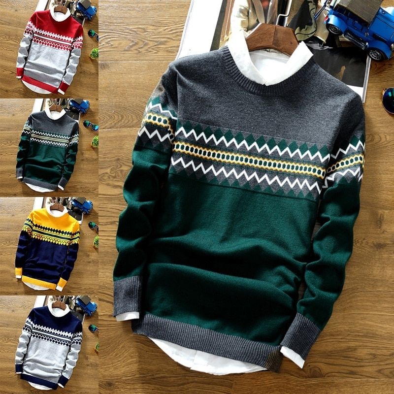 Men Slim Fit Knitted Mens Sweaters