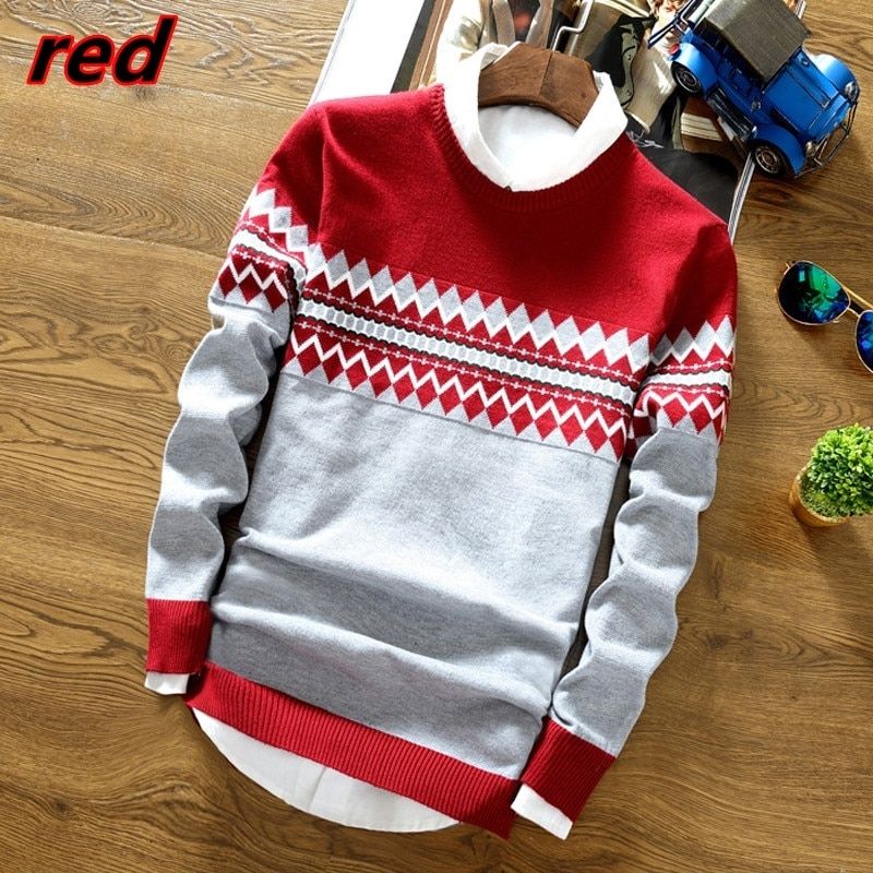 Men Slim Fit Knitted Mens Sweaters