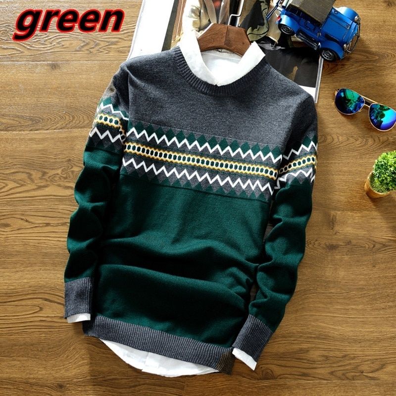 Men Slim Fit Knitted Mens Sweaters