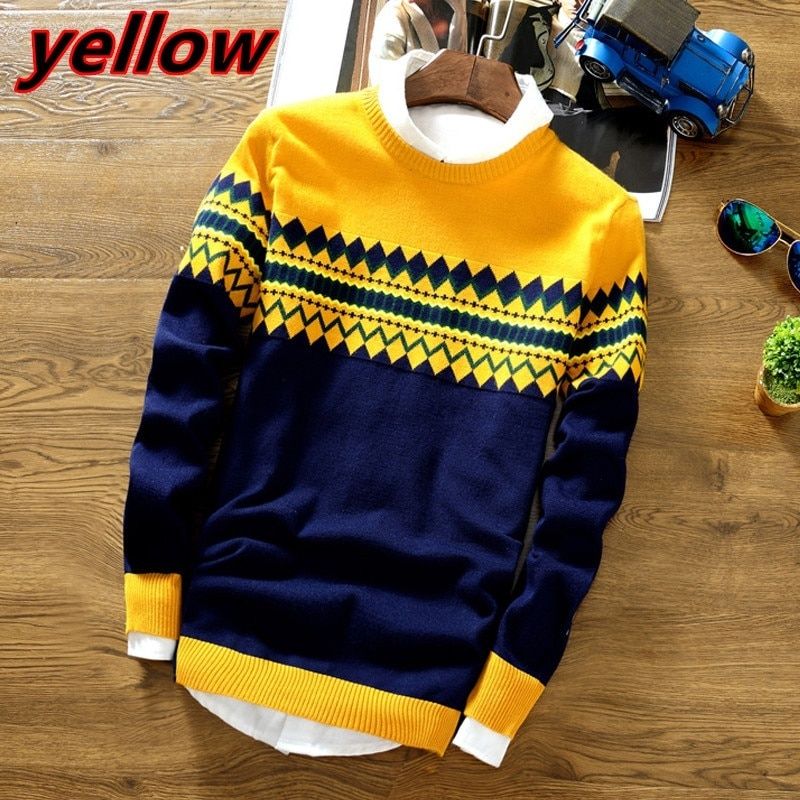Men Slim Fit Knitted Mens Sweaters