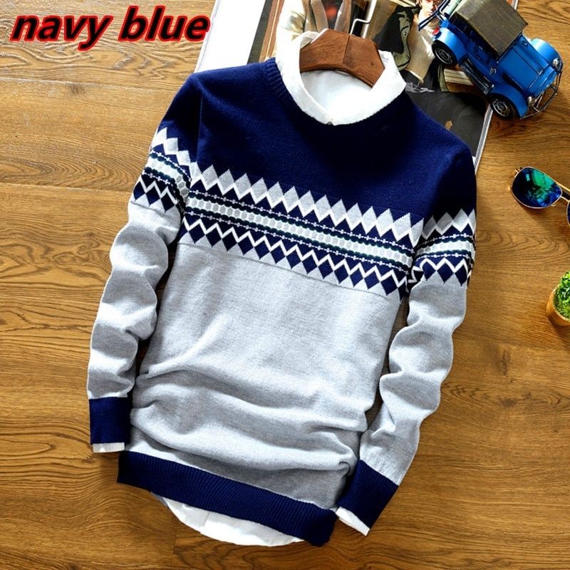 Men Slim Fit Knitted Mens Sweaters
