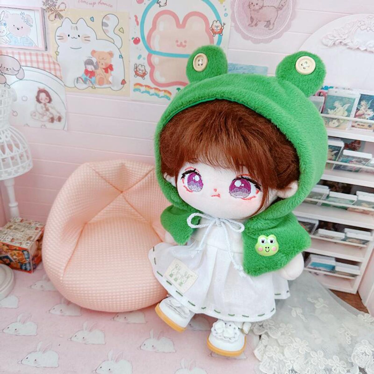 1 Set Doll Cloak Mini Doll Dress Cloak Children Surprise Gift Set Green