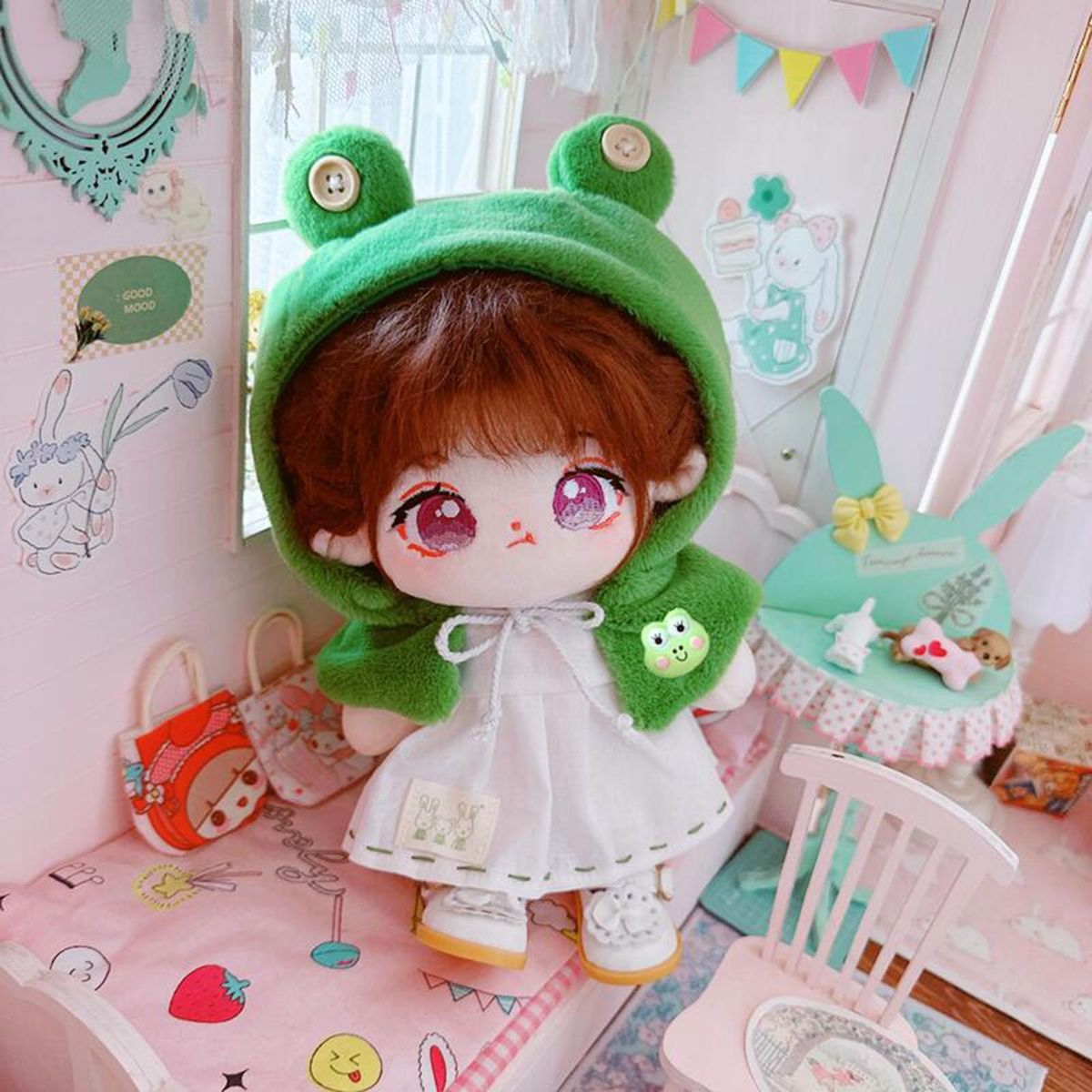 1 Set Doll Cloak Mini Doll Dress Cloak Children Surprise Gift Set Green