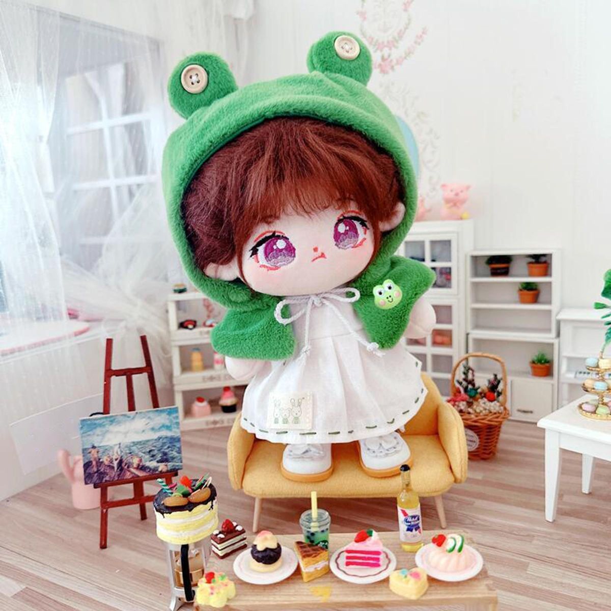 1 Set Doll Cloak Mini Doll Dress Cloak Children Surprise Gift Set Green