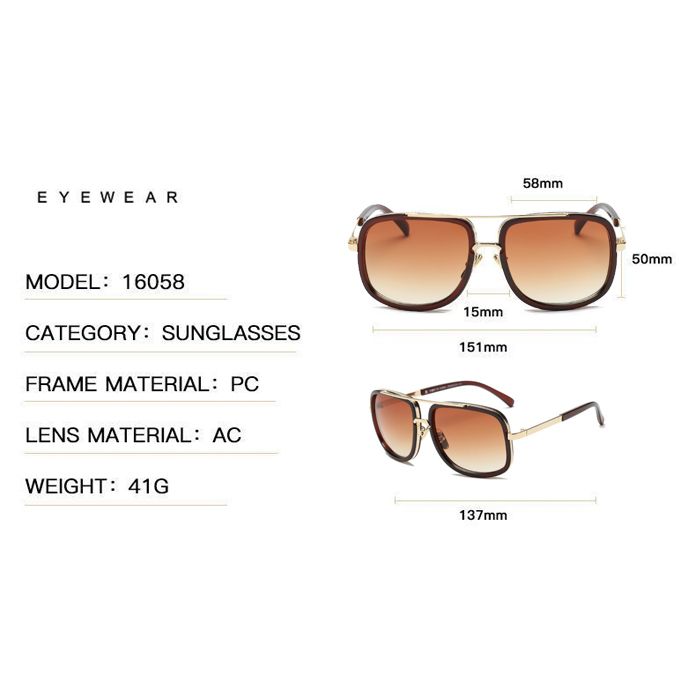 Vintage Men Shades Sunglasses Designer Sun Glasses UV400 Protection-Brown