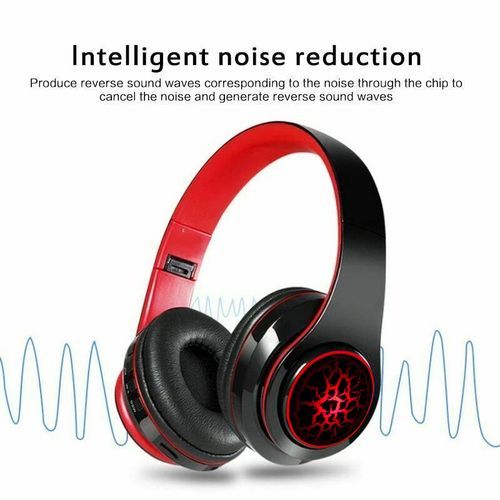 Wireless Bluetooth Headphones On-Ear Headset - Black & Red