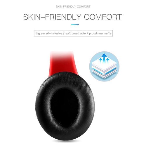 Wireless Bluetooth Headphones On-Ear Headset - Black & Red