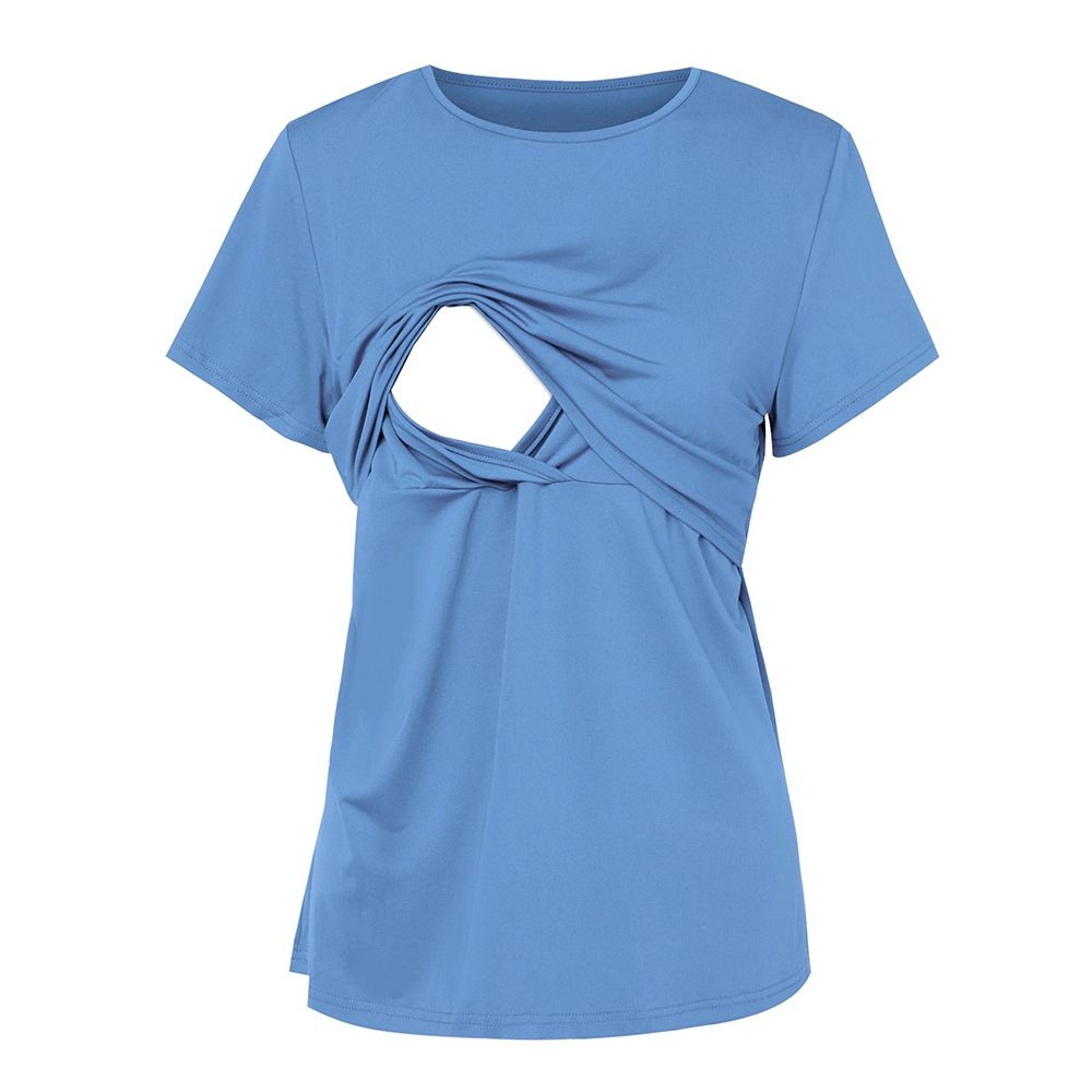 Nursing Breastfeeding Top T-shirt For Lactation Period Wear-Sky Blue