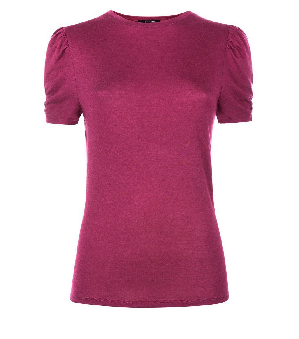 Short Sleeves Ruched Purple Top