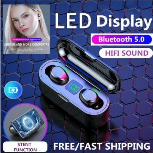 F9 Fingerprint Touch Bluetooth Earphone Earbuds Power LED