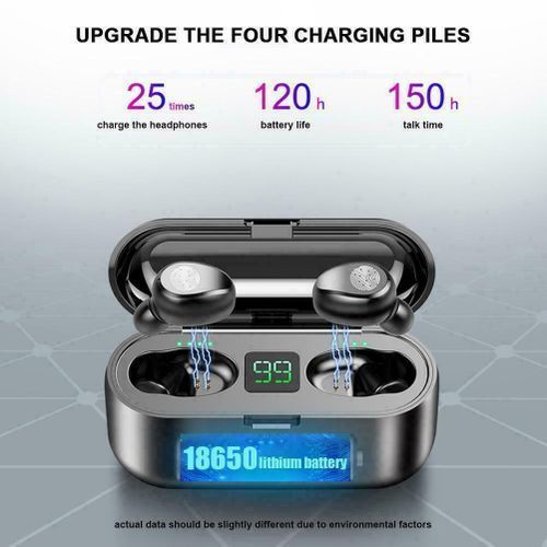 F9 Fingerprint Touch Bluetooth Earphone Earbuds Power LED