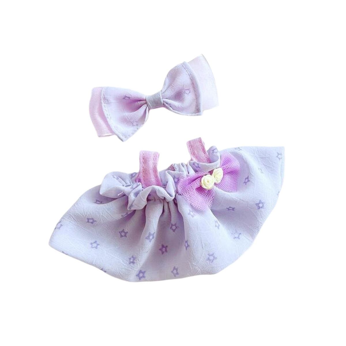 Doll Skirt Set 20cm Cotton Girl Doll Dress Headdress Set Purple