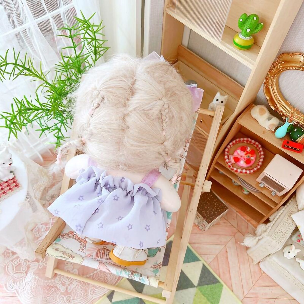Doll Skirt Set 20cm Cotton Girl Doll Dress Headdress Set Purple