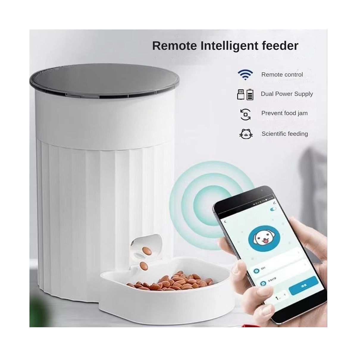 2.4GHz WiFi Pet Smart Dry Food Dispenser with Control