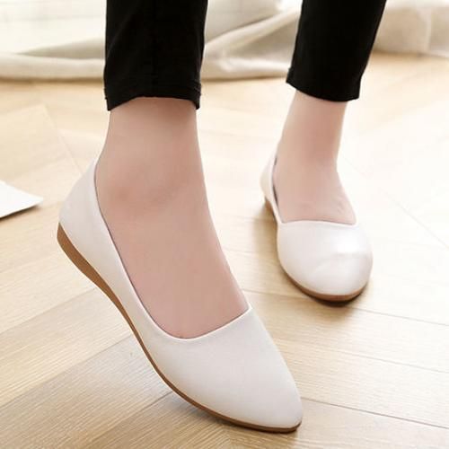 Ladies Fashion Casual Flat Shoes Office Shoes-White