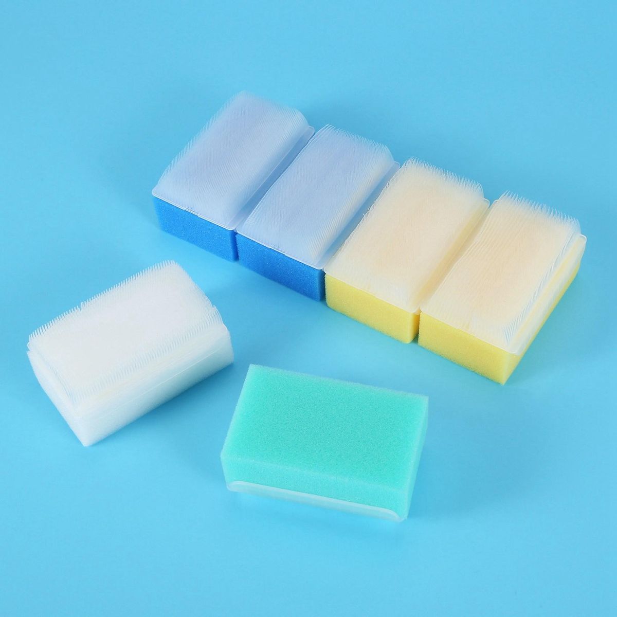 Multicolor Baby Bath Sponge (6 Pieces) Soft Foam Washer with Cradle Cap Brush Body,Hair and Scalp Clean Gentle Baby Sensory Brush Bath Sponge Brush Color cannot be specified