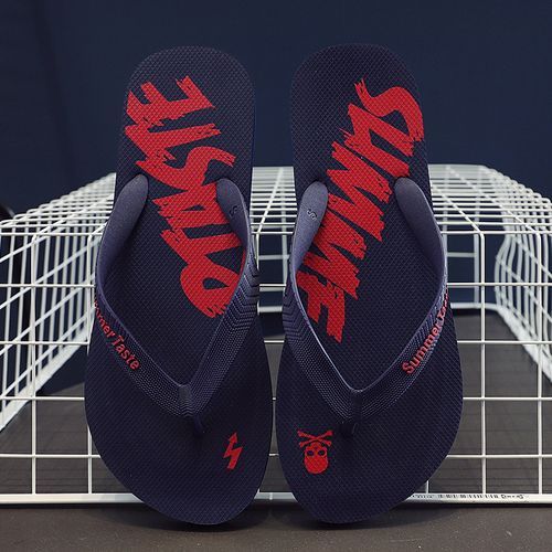 Unisex Antislip Beach Rubber Slippers/Flip-flops - Navy Blue