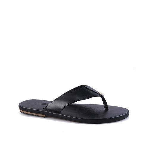 Flat Awesome Leather Palm Slippers - Black