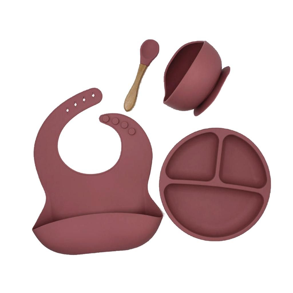 4pcs/set Silicone Baby Bibs,Unisex Bibs For Babies & Toddlers  Rose