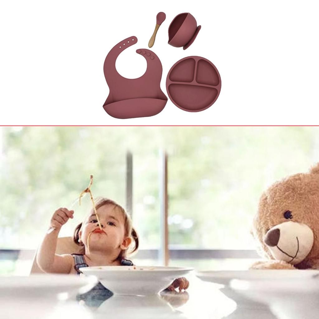 4pcs/set Silicone Baby Bibs,Unisex Bibs For Babies & Toddlers  Rose