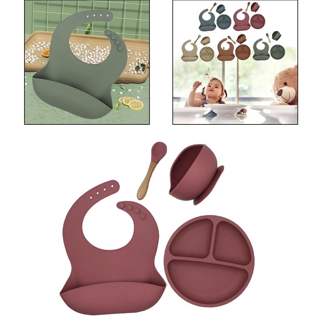 4pcs/set Silicone Baby Bibs,Unisex Bibs For Babies & Toddlers  Rose