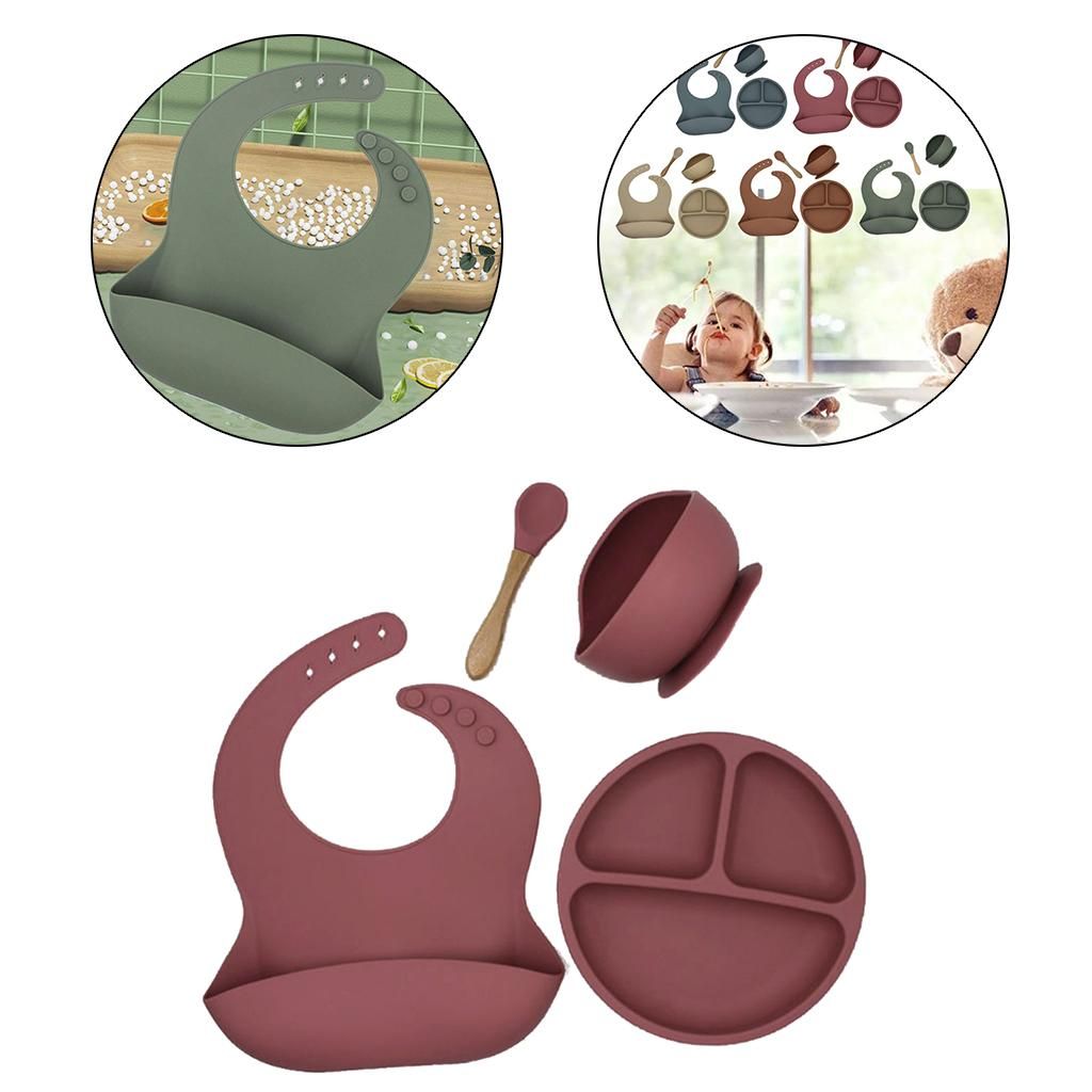 4pcs/set Silicone Baby Bibs,Unisex Bibs For Babies & Toddlers  Rose