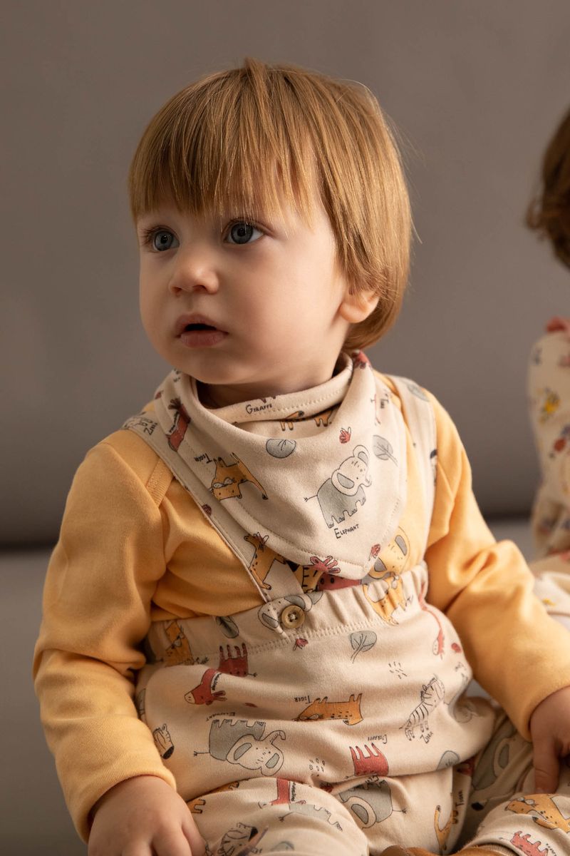 2 Piece Set Babyboy Regular Fit Bibs -Ecru