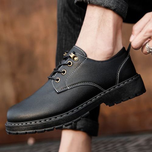 Men's Leather Shoes Casual Men's Shoes Work Shoes Black Work Safety Shoes