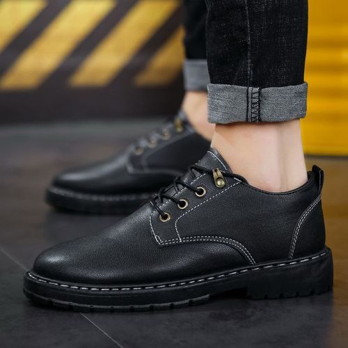 Men's Leather Shoes Casual Men's Shoes Work Shoes Black Work Safety Shoes