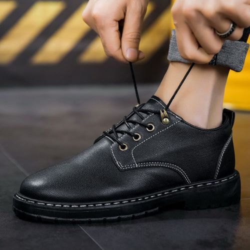 Men's Leather Shoes Casual Men's Shoes Work Shoes Black Work Safety Shoes