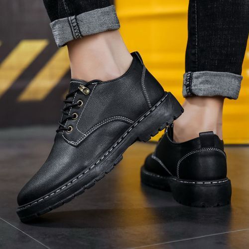 Men's Leather Shoes Casual Men's Shoes Work Shoes Black Work Safety Shoes
