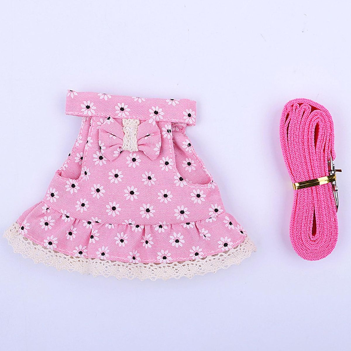 1 Set Pet Dress Leash Pink Snowflake Blue Stars Chest Harness Pink