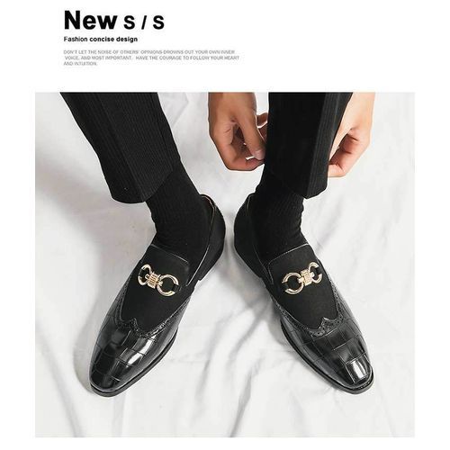 Men's Business Style Pointed Leather Shoes—Black
