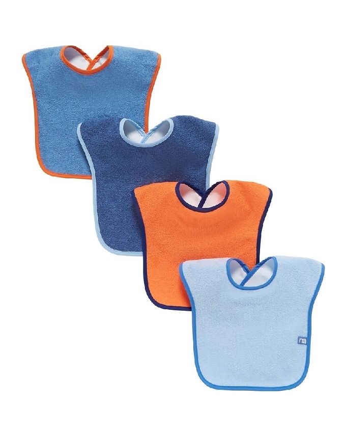 Colour Block Towelling Bibs- 4 Packs