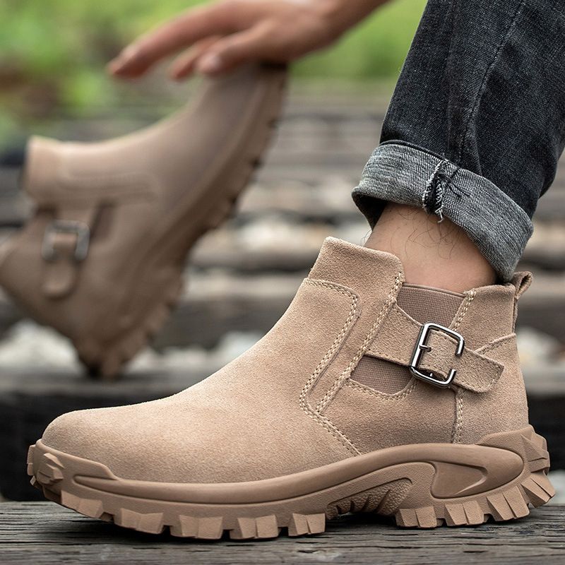 Safety Shoes Waliantile Genuine Leather Safety Boots Men Constuction Work Shoes