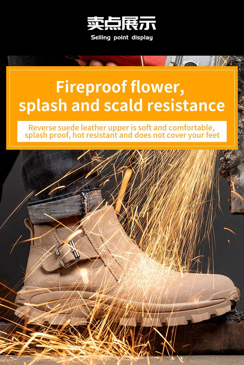 Safety Shoes Waliantile Genuine Leather Safety Boots Men Constuction Work Shoes