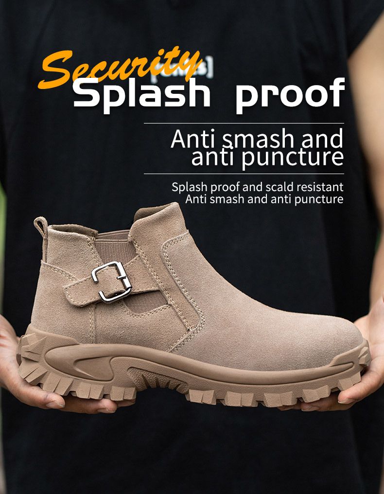 Safety Shoes Waliantile Genuine Leather Safety Boots Men Constuction Work Shoes