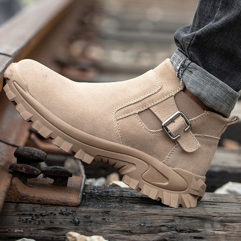 Safety Shoes Waliantile Genuine Leather Safety Boots Men Constuction Work Shoes