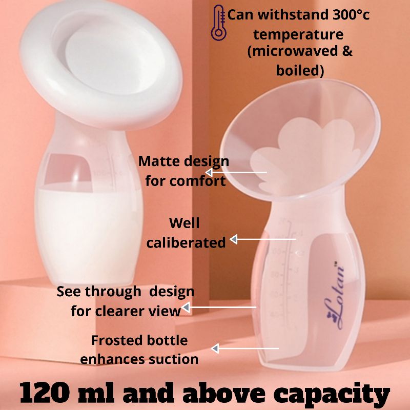 Hands-free Silicone Breast Pump+ Dust Cover +  Free Ziplock Bag; 120ml And Above Capacity, See Through Design, Painless Suction, No Cords