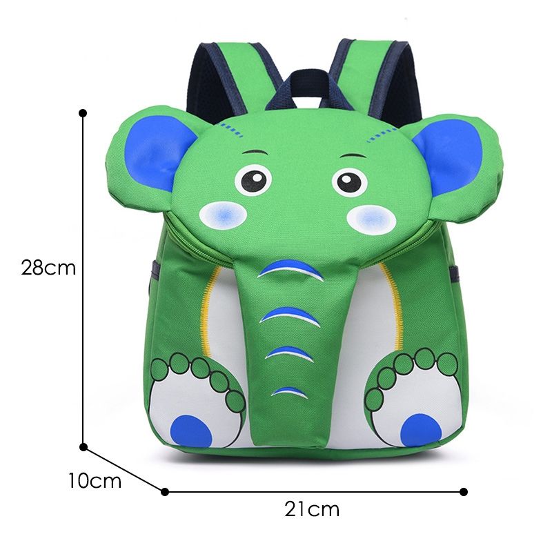 Elephant School Backpack For Children Cute 3D Animal Kids School Bags Boys Girls Schoolbag(Green)
